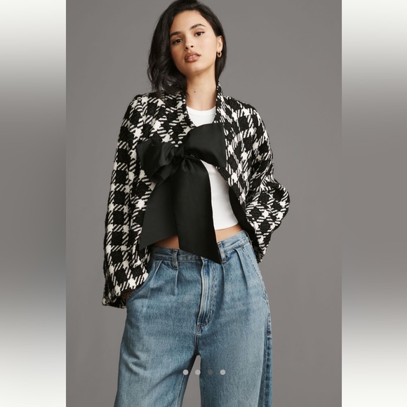 ANTHROPOLOGIE NWT EVA FRANCO KENNEDY HOUNDSTOOTH JACKET ❤️ - Picture 4 of 7